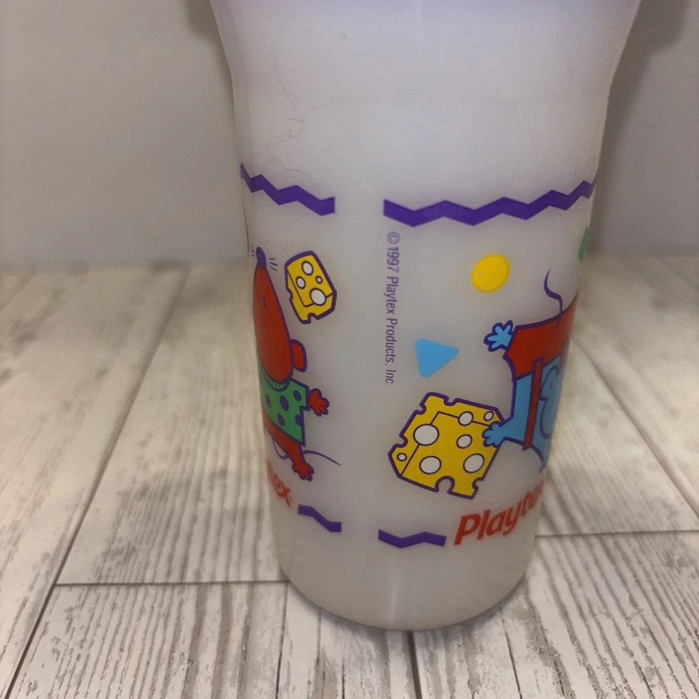 HTF Vintage Playtex Plastic Sippy Cup Mice Mouse 1997 with Valve